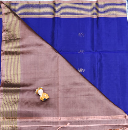 Royal Blue with Peach Soft Silk Saree