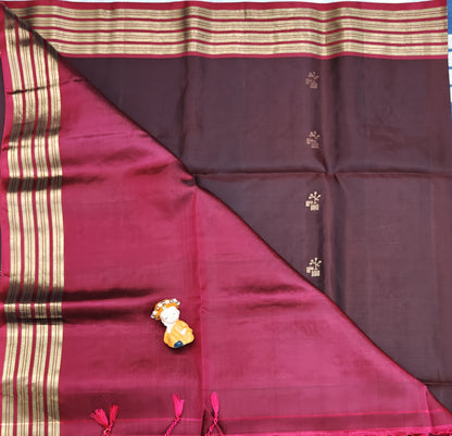 Coffee Brown & Wine Color Soft Silk Saree