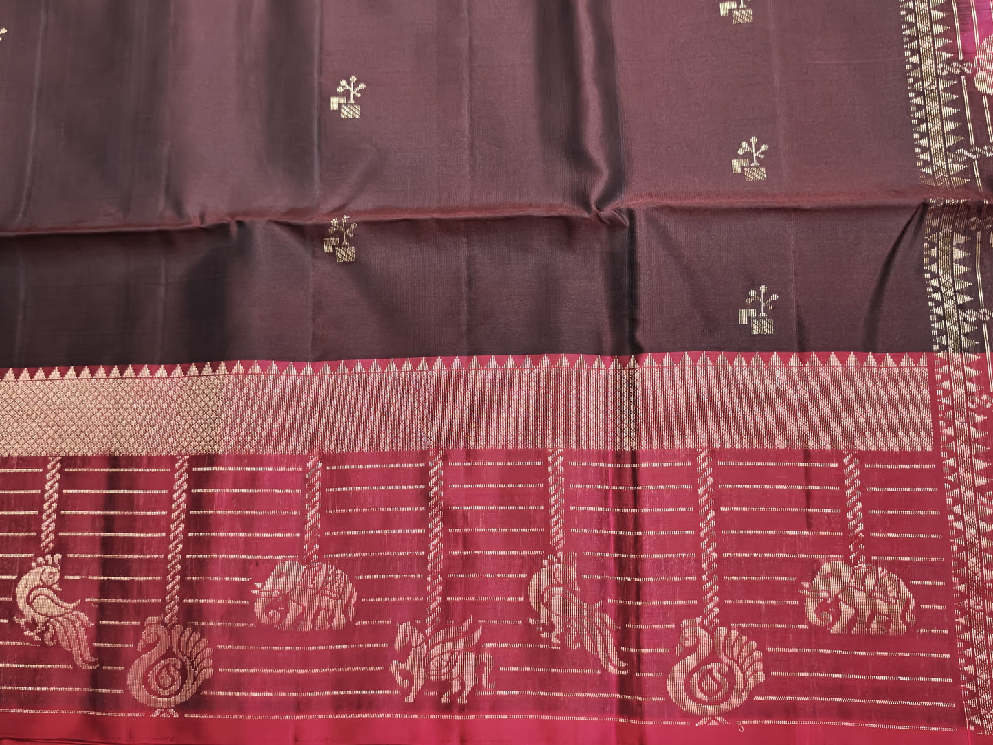 Coffee Brown & Wine Color Soft Silk Saree