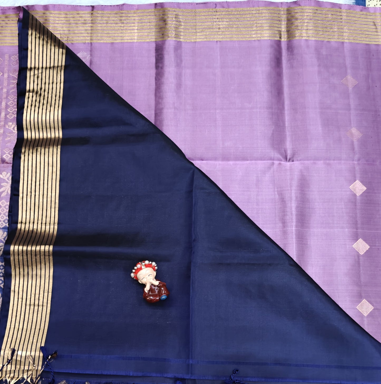 Dark Blue with Lavender Soft Silk Saree