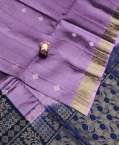 Dark Blue with Lavender Soft Silk Saree