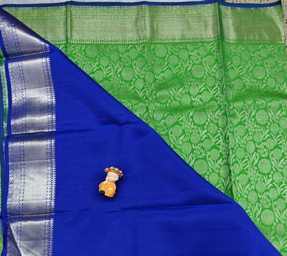 Parrot Green Pure Bridal Silk Saree
