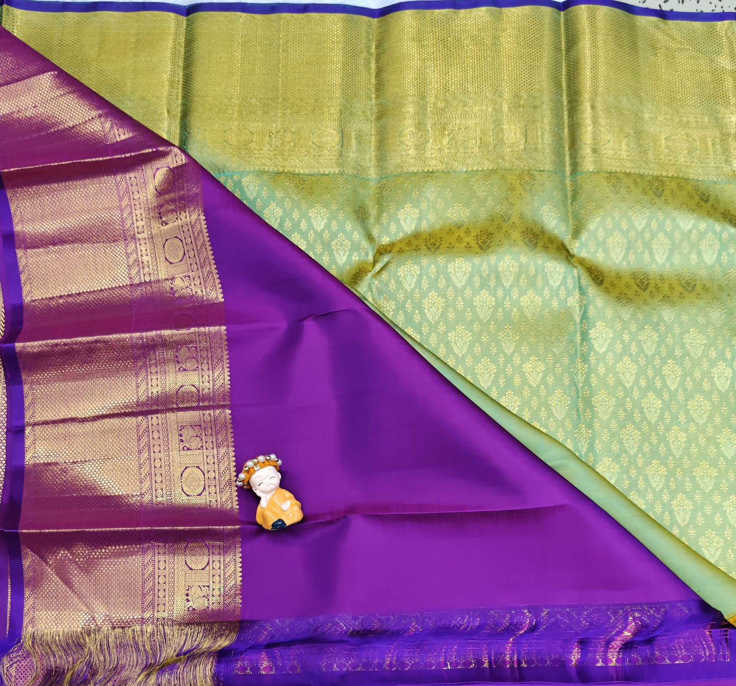 Lite Green Pure Bridal Silk Saree