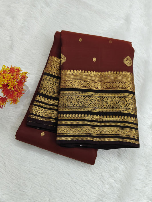 Rust Maroon Pure Silk Saree