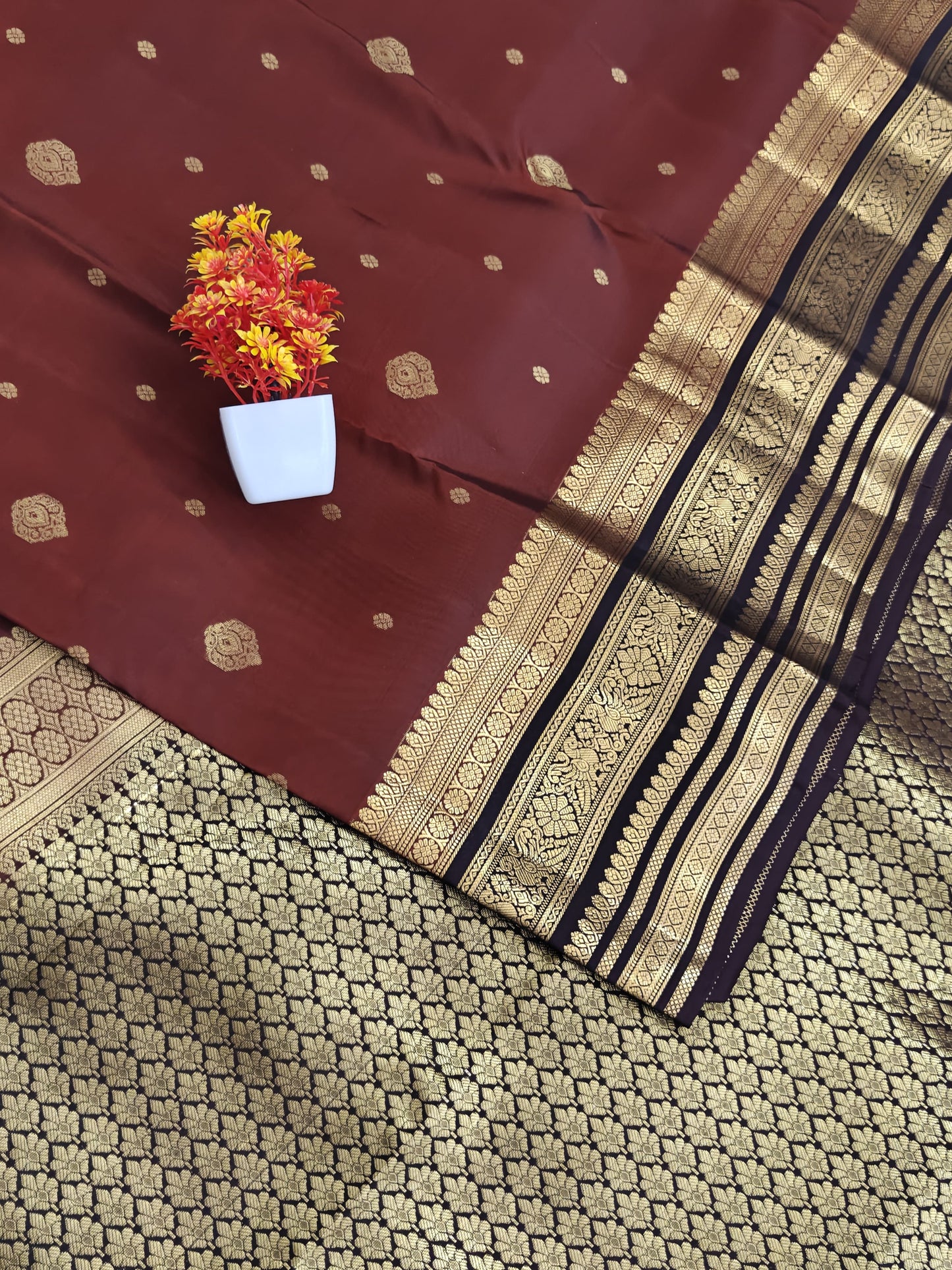 Rust Maroon Pure Silk Saree