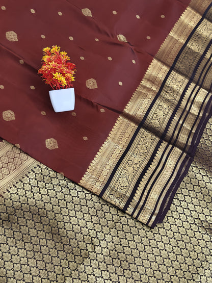 Rust Maroon Pure Silk Saree