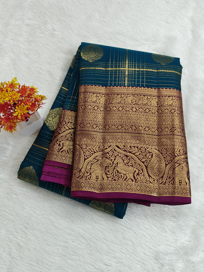 Peacock Green Pure Silk Saree