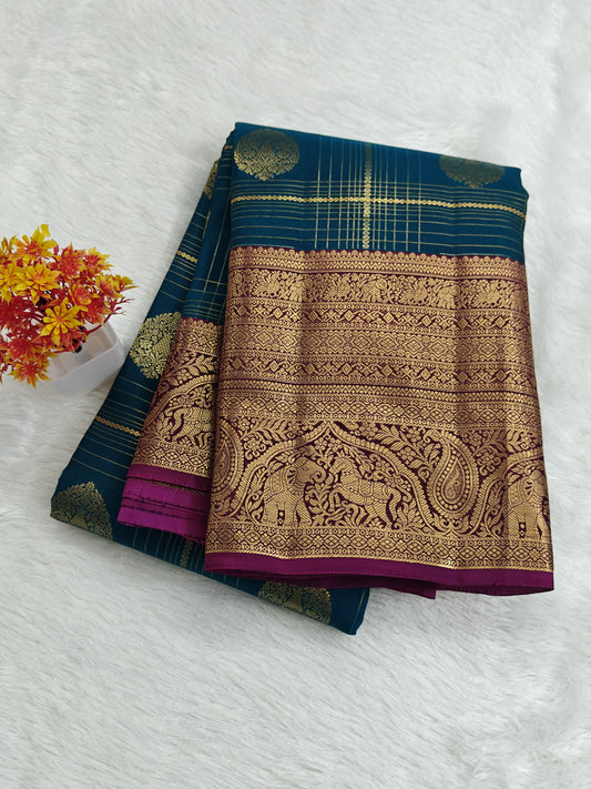 Peacock Green Pure Silk Saree