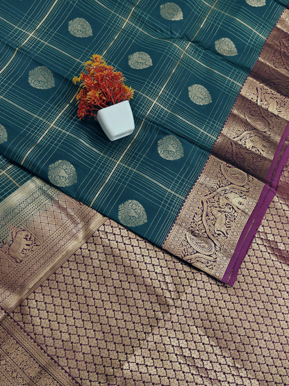 Peacock Green Pure Silk Saree