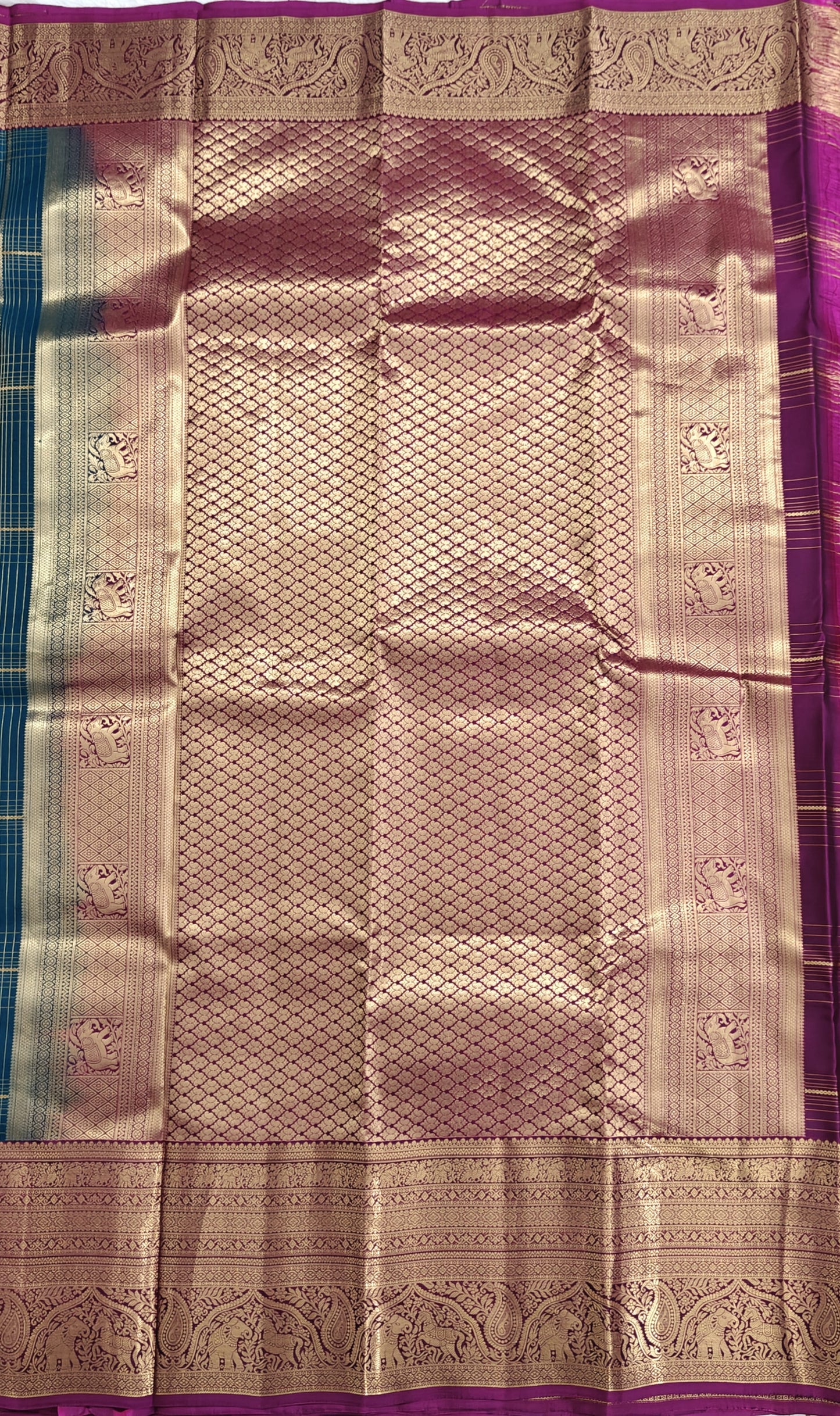 Peacock Green Pure Silk Saree