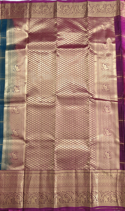 Peacock Green Pure Silk Saree