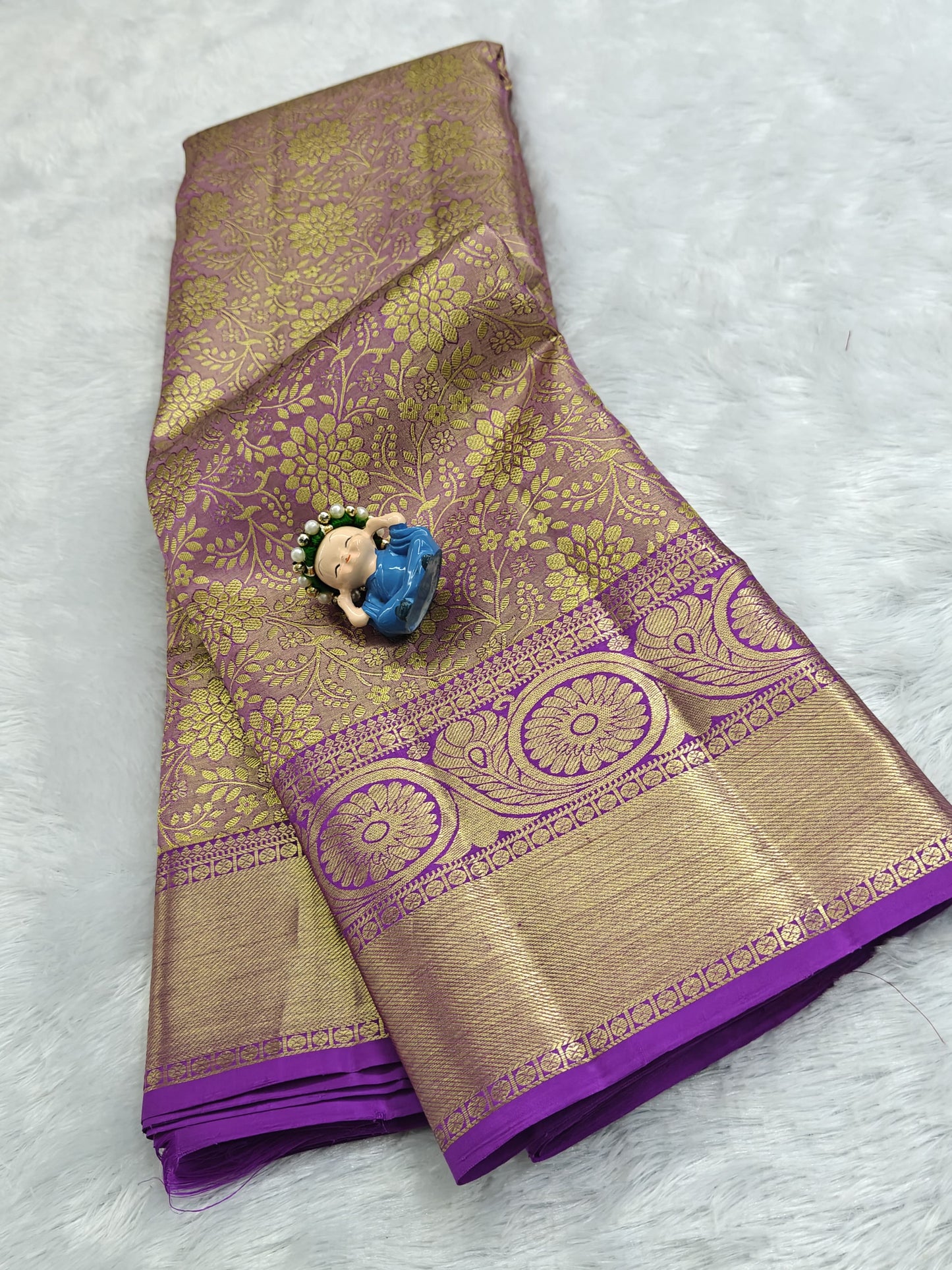 Purple with Gold Shade Pure Tissue Saree