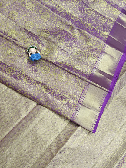 Purple with Gold Shade Pure Tissue Saree