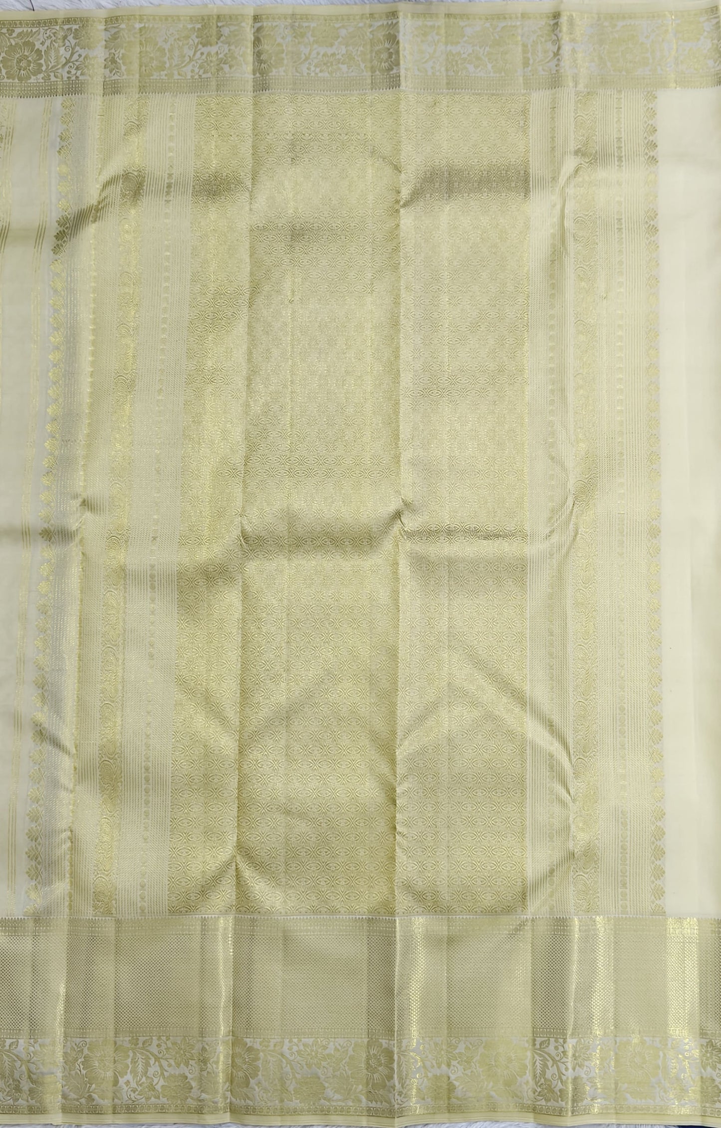 Off-White Pure Bridal Silk Saree