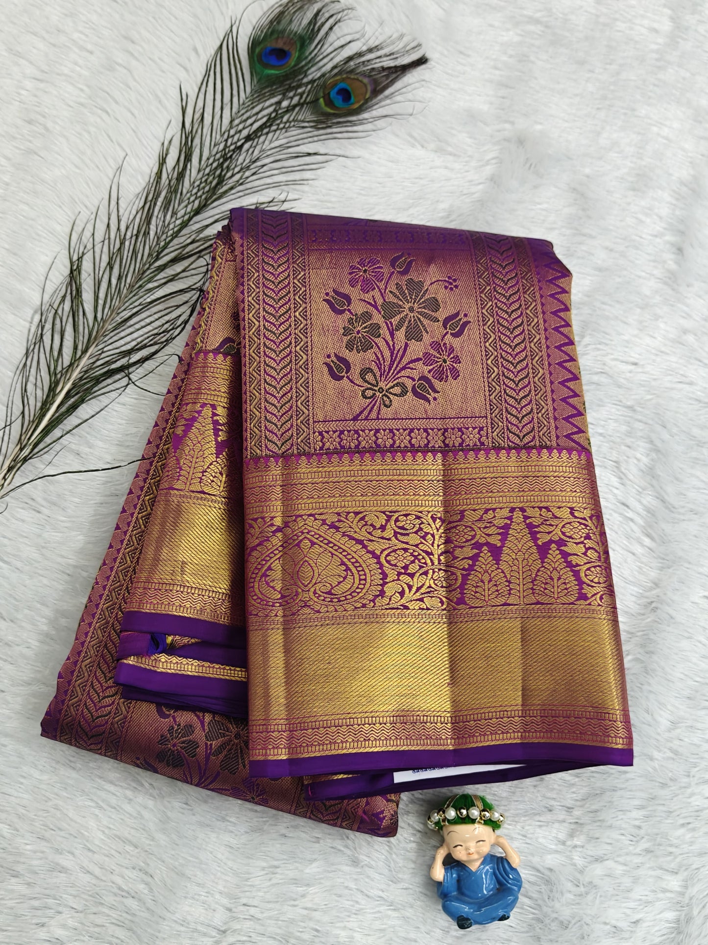 Purple Pure Bridal Silk Saree