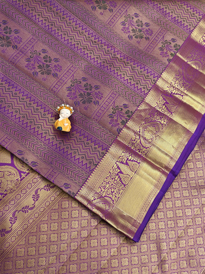 Purple Pure Bridal Silk Saree