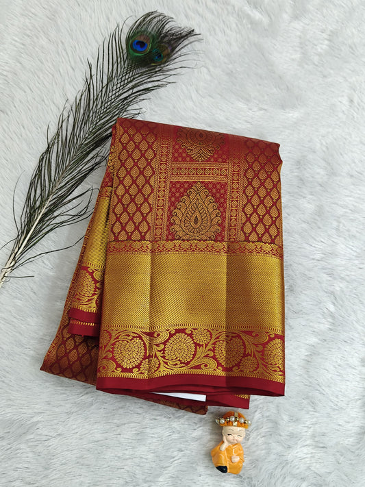 Elegant Red Pure Bridal Silk Saree