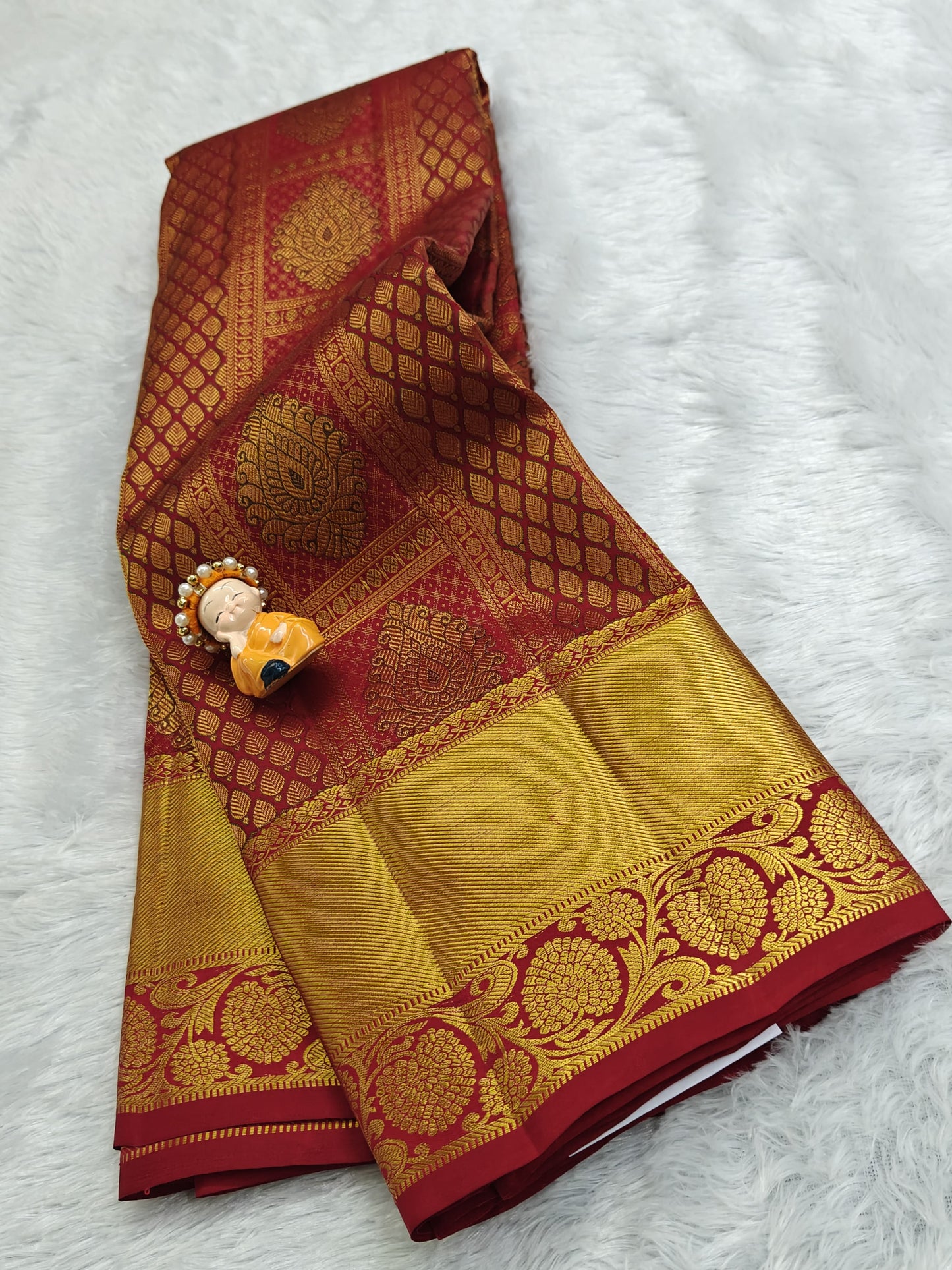 Elegant Red Pure Bridal Silk Saree