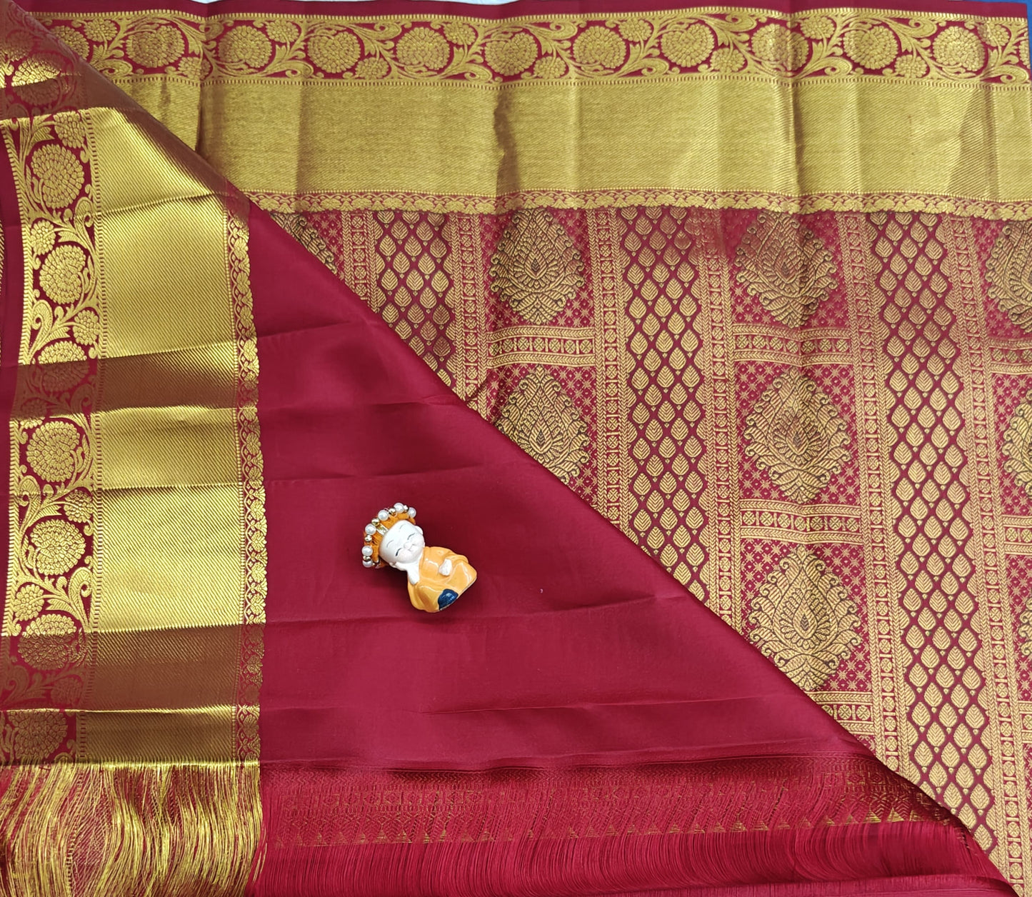 Elegant Red Pure Bridal Silk Saree