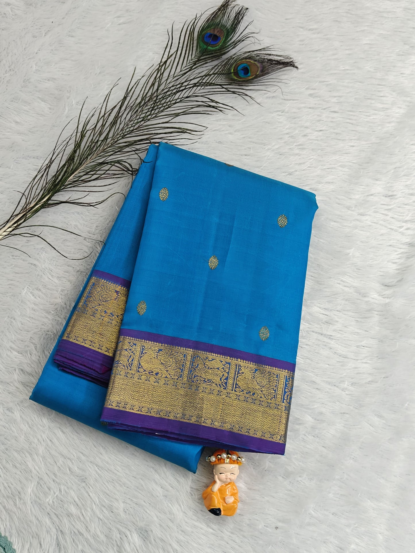 Sky Blue Pure Silk Saree