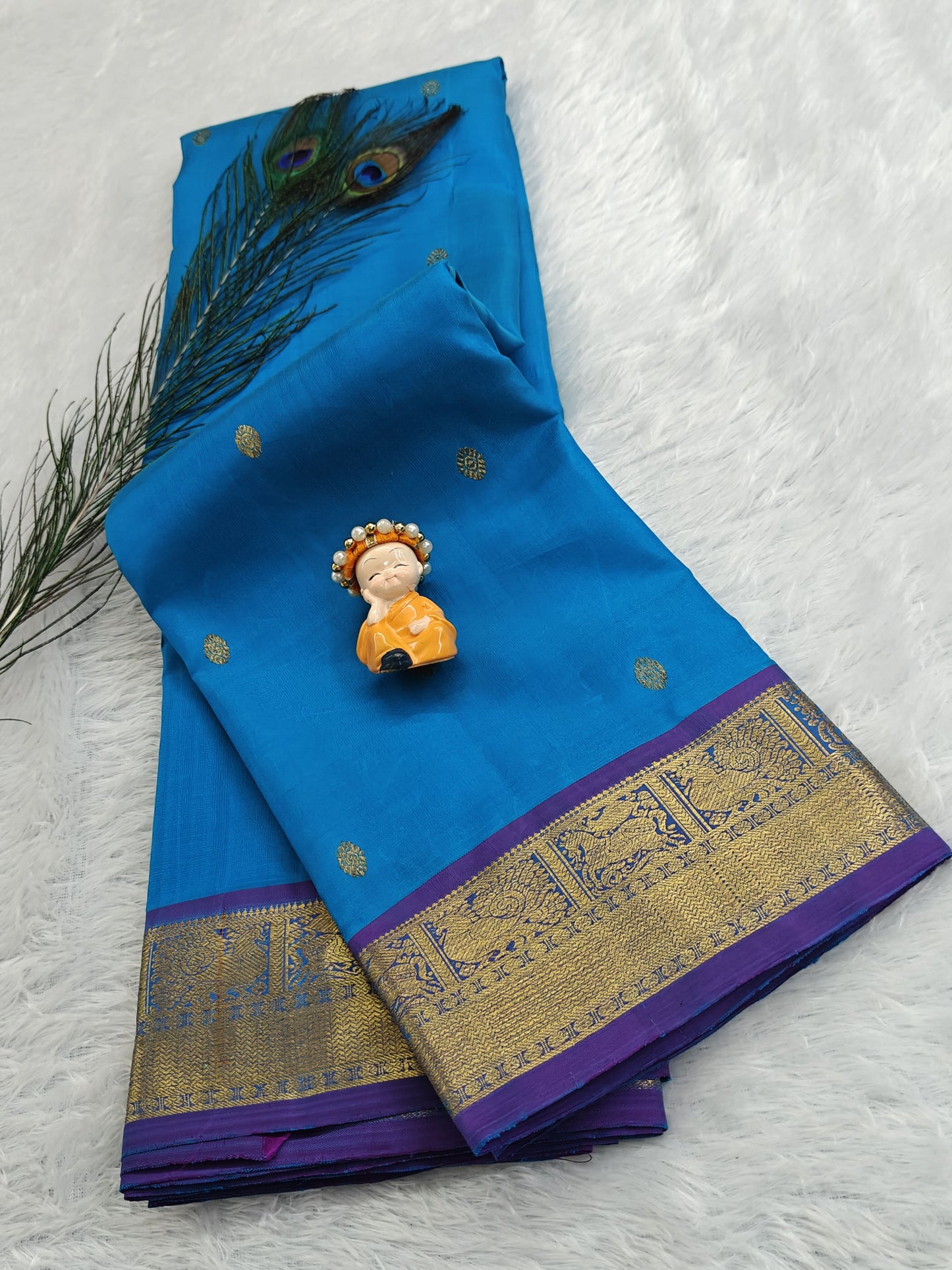 Sky Blue Pure Silk Saree