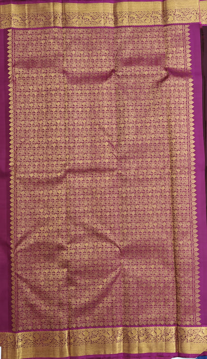 Brown Pure Silk Saree With Pink Border