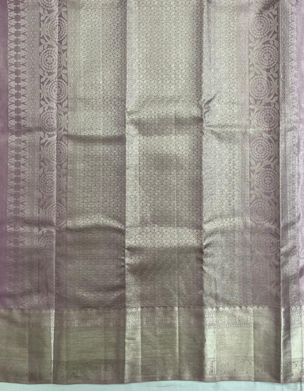 Kanchipuram Silk Saree - Pastel Tissue Lite Pink Traditional Design