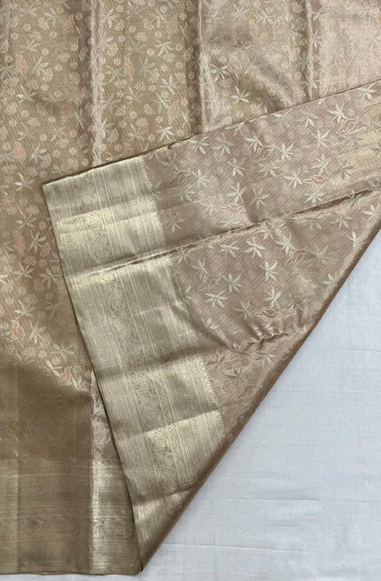 Kanchipuram pure silk saree - Pastel Tissue Gold Traditional Design