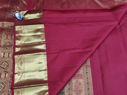 Kanchipuram Pure Bridal Silk Saree - Maroon with Gold Border