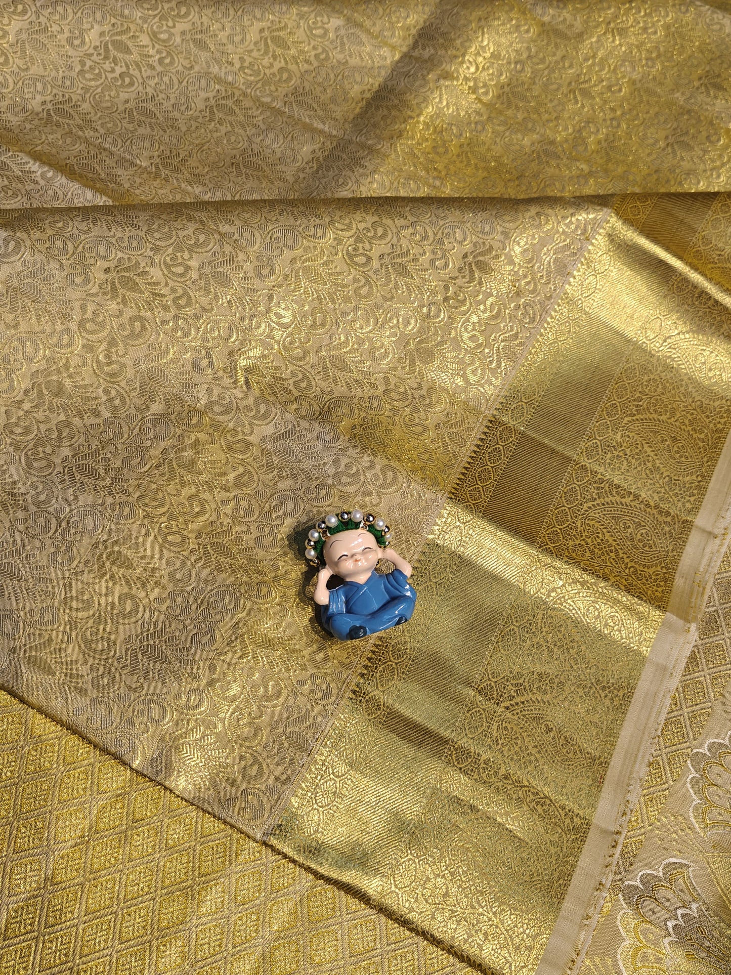 Kanchipuram Pure Bridal Silk Saree - Full Gold with Rich Zari Weaving
