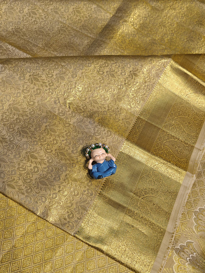 Kanchipuram Pure Bridal Silk Saree - Full Gold with Rich Zari Weaving