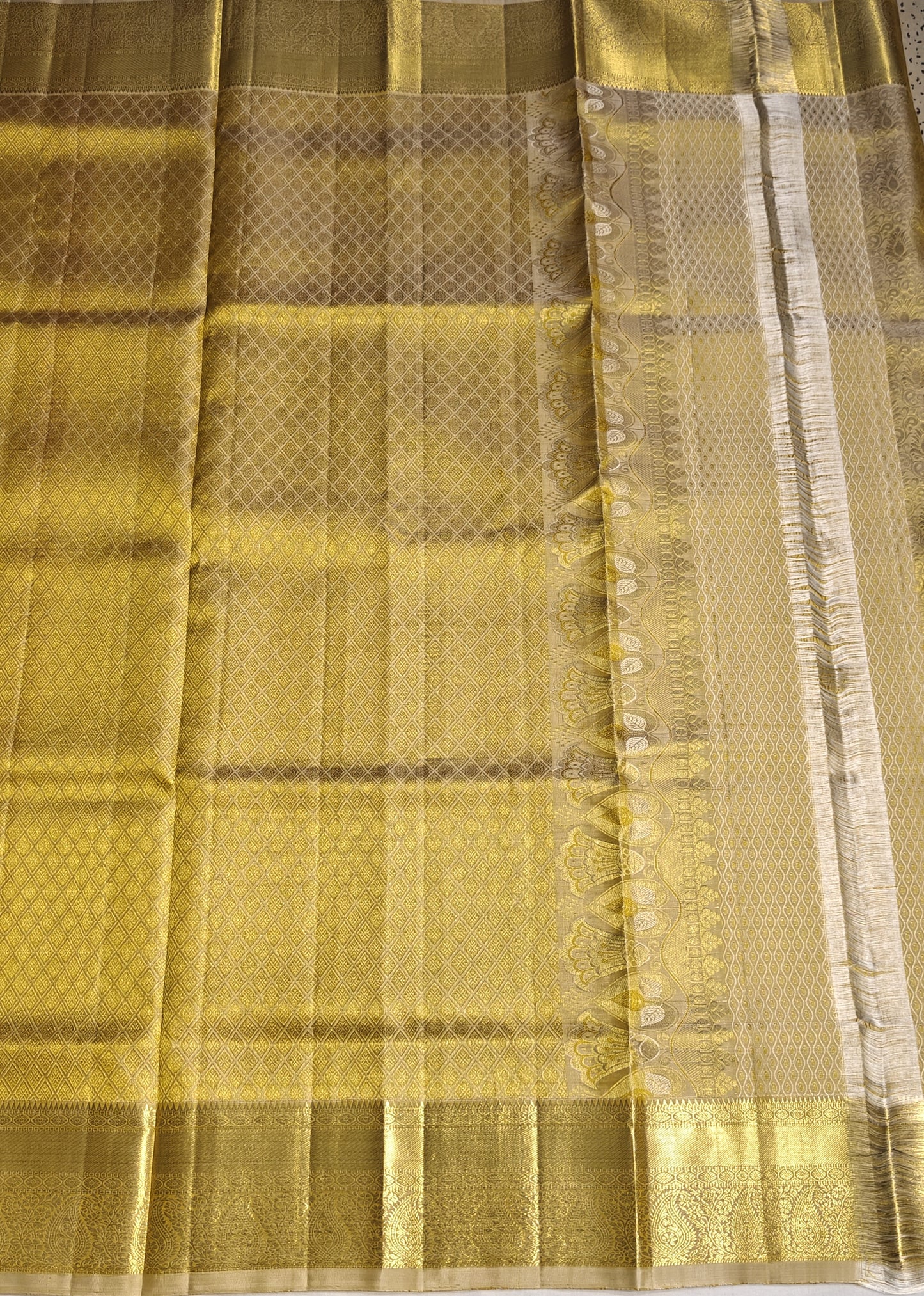 Kanchipuram Pure Bridal Silk Saree - Full Gold with Rich Zari Weaving
