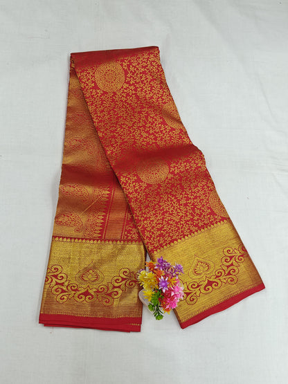Elegant Red Bridal Silk Saree with Gold Border