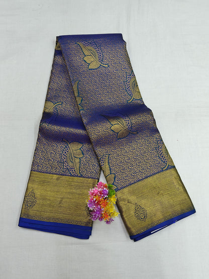 Royal Blue Bridal Silk Saree with Gold Border