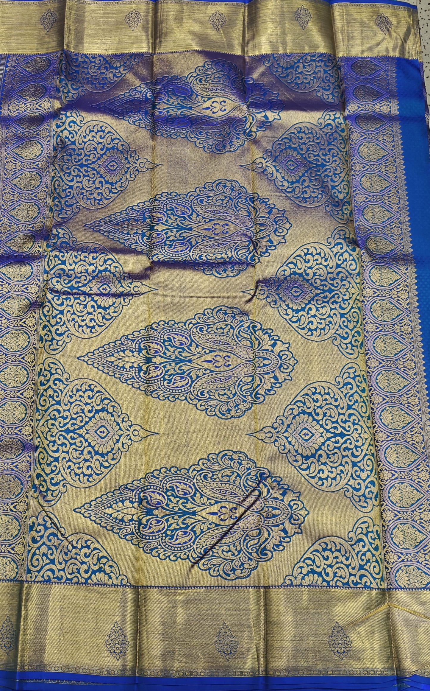 Royal Blue Bridal Silk Saree with Gold Border