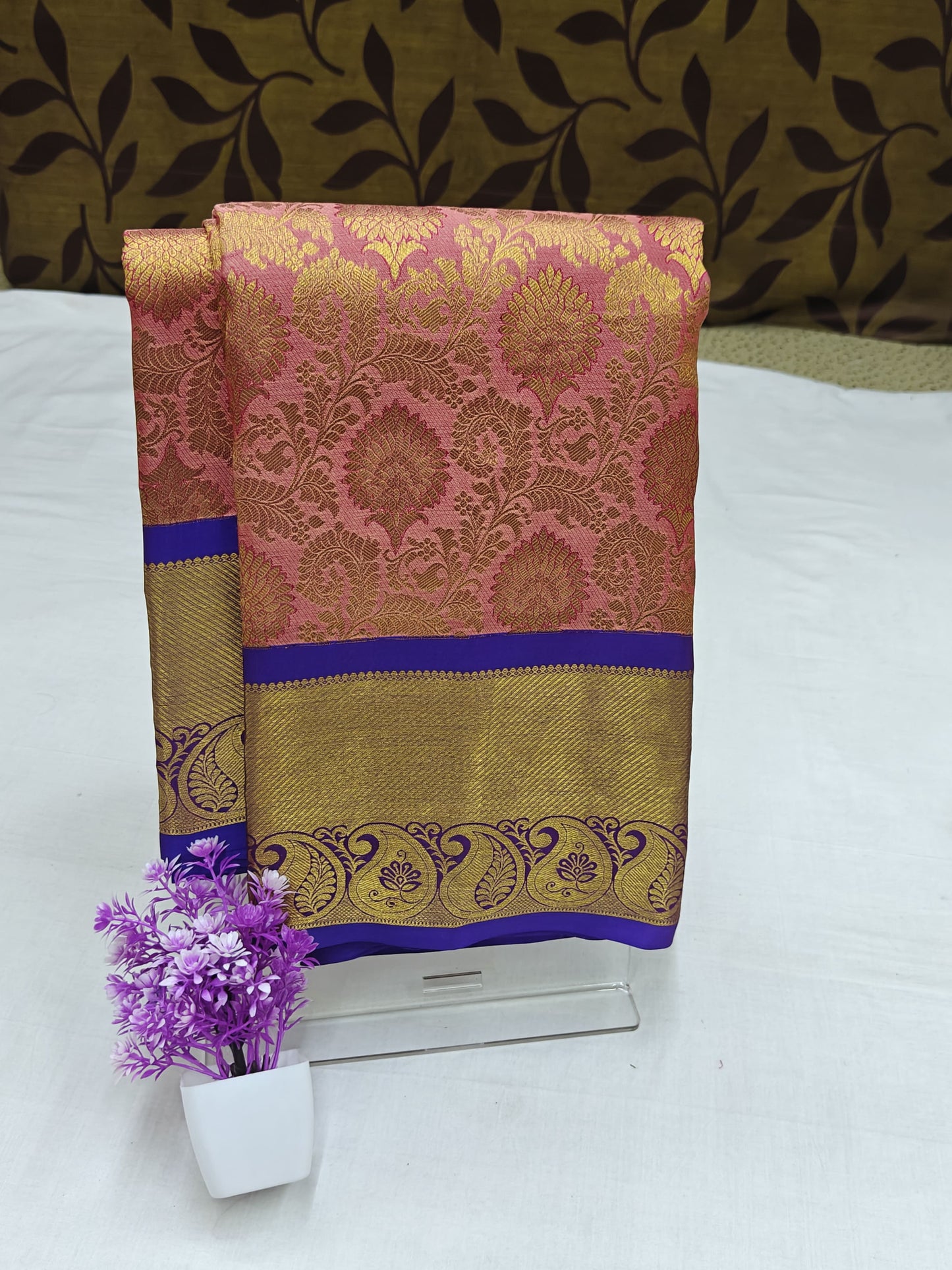 Pink Bridal Silk Saree with Royal Blue Border