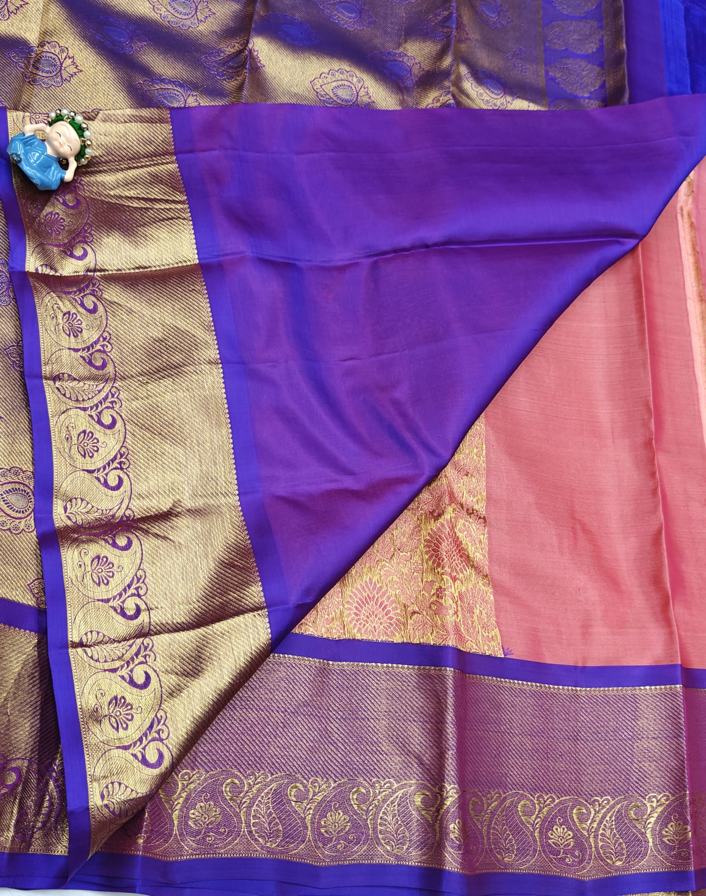 Pink Bridal Silk Saree with Royal Blue Border