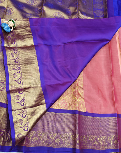 Pink Bridal Silk Saree with Royal Blue Border