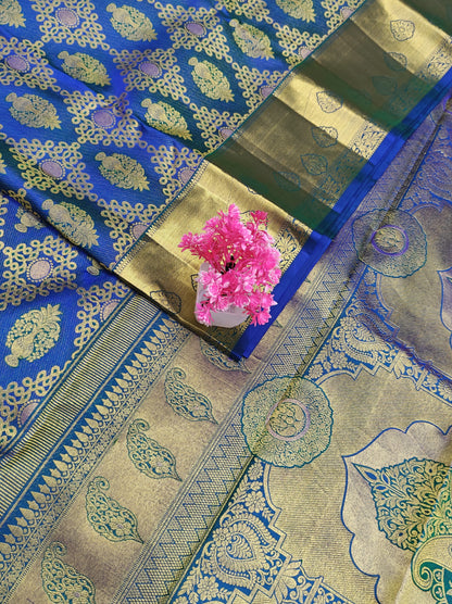 Royal Blue Bridal Silk Saree with Gold Border