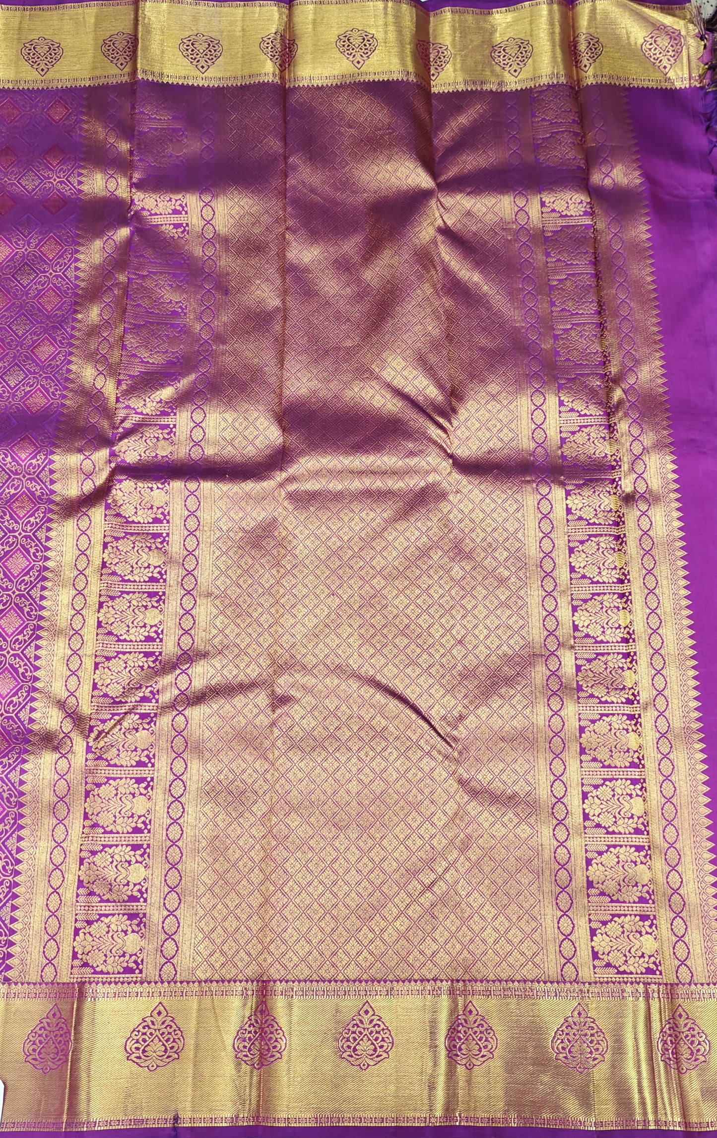 Royal Purple Bridal Silk Saree with Gold Border