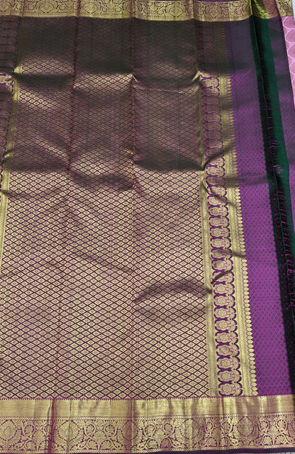 Pink Bridal Silk Saree with Purple Border