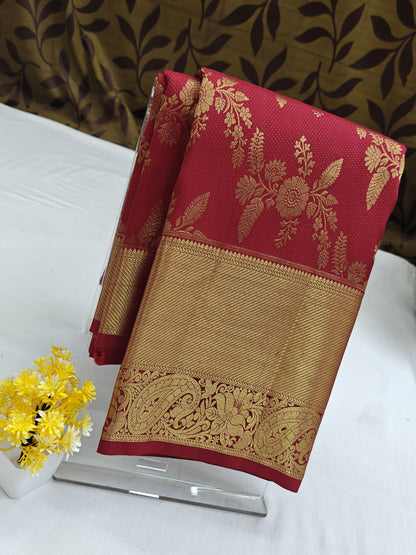 Red Bridal Silk Saree with Gold Zari Border