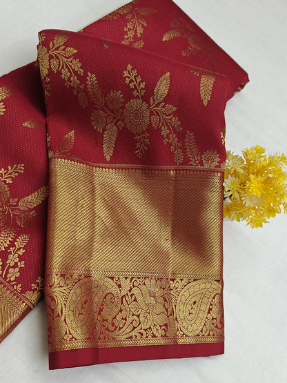 Red Bridal Silk Saree with Gold Zari Border