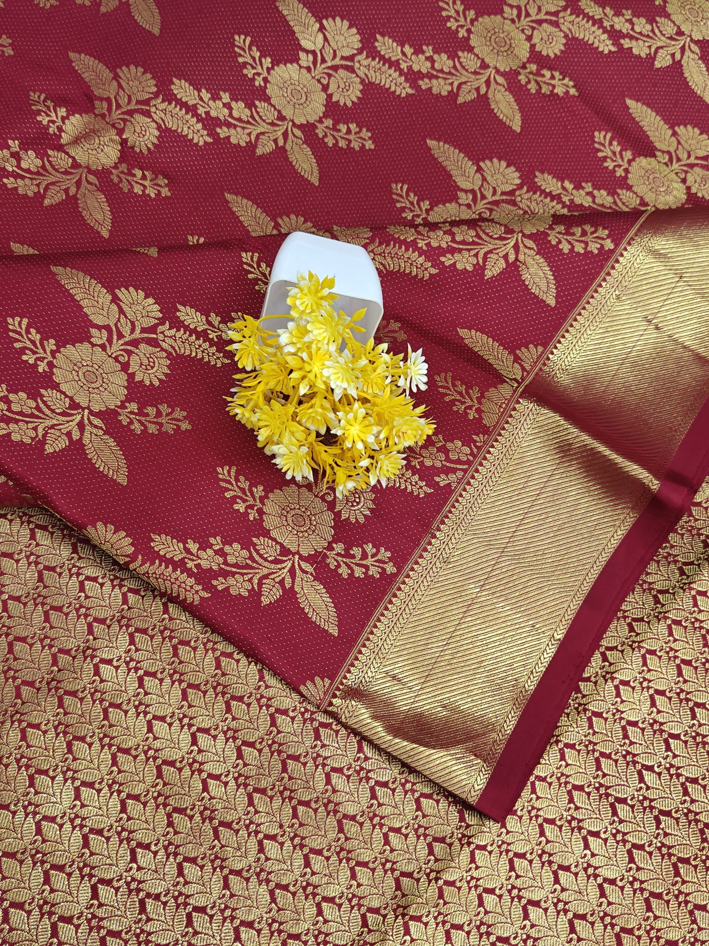 Red Bridal Silk Saree with Gold Zari Border