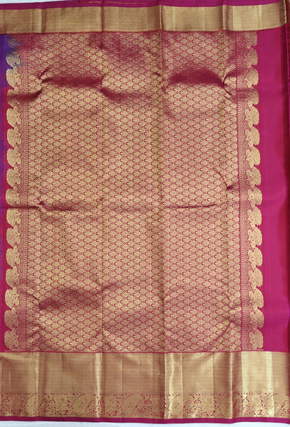 Purple Bridal Silk Saree with Rani Pink Border