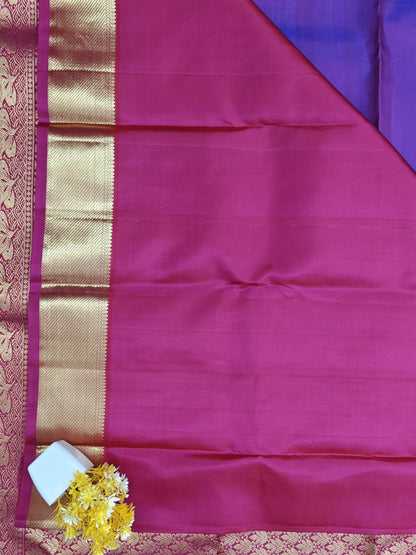 Purple Bridal Silk Saree with Rani Pink Border