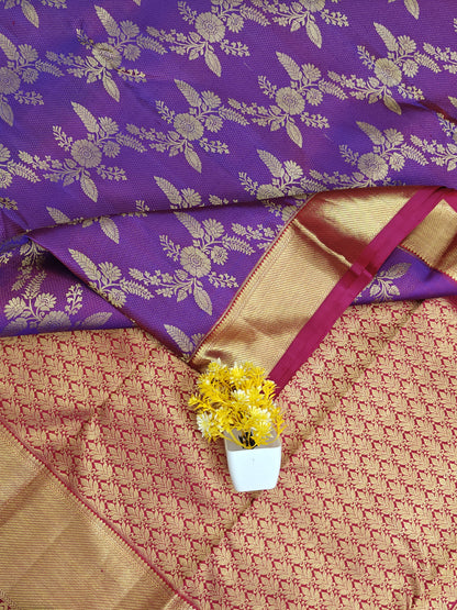 Purple Bridal Silk Saree with Rani Pink Border