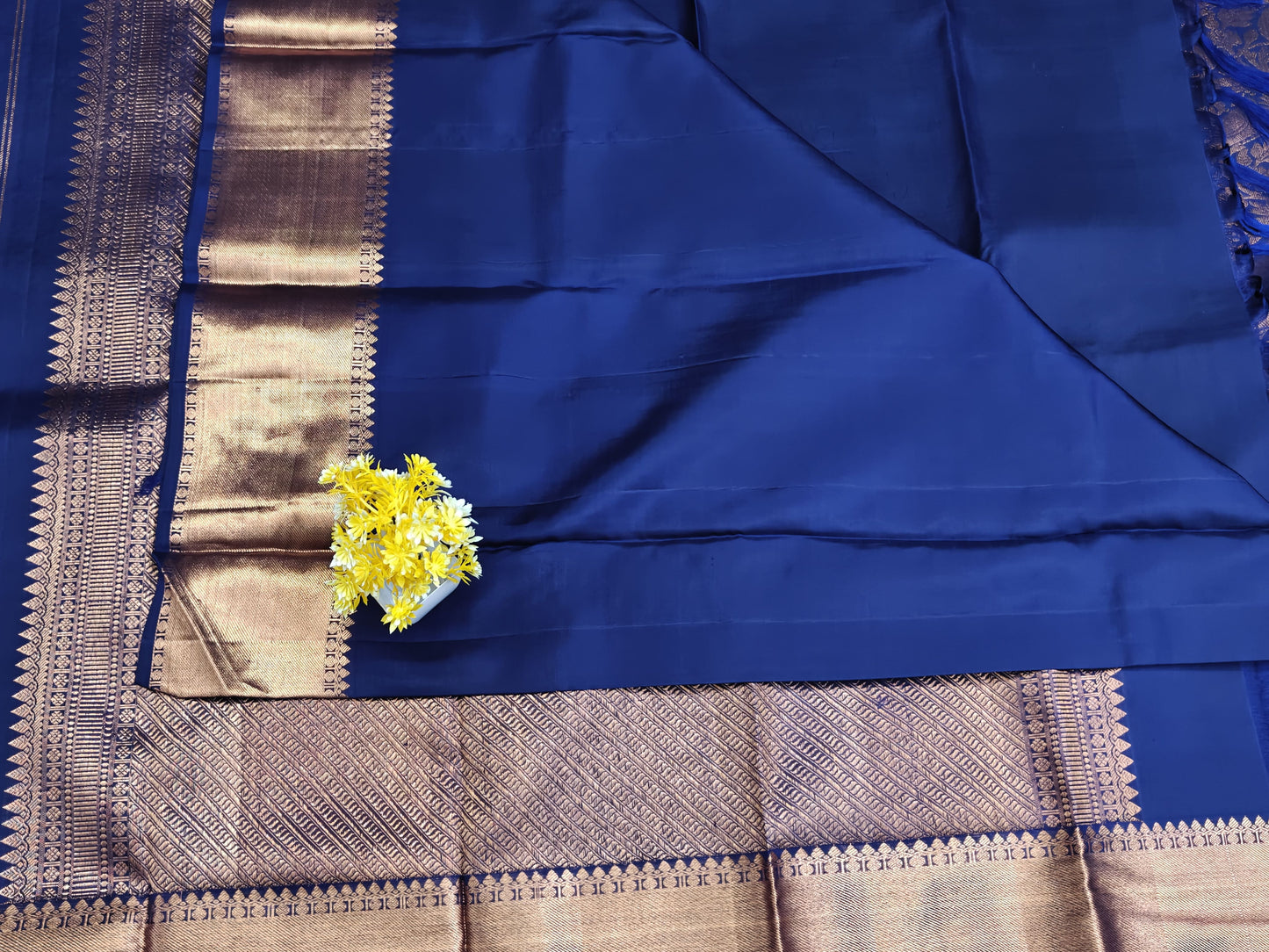 Royal Blue Bridal Silk Saree with Copper Zari