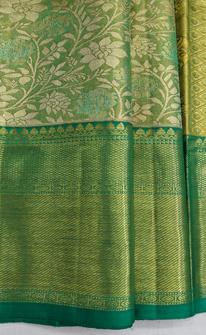 Lite Green Tissue Silk Saree with Dark Green Border