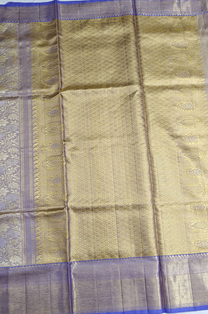 Gold Tissue Silk Saree with Purple Border